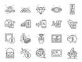 Asset line icon set. Included icons as gold, land, diamond, cash, money,ÃÂ valuables, investment and more. Royalty Free Stock Photo